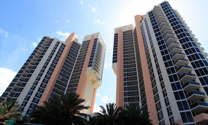 Oceania Condominiums on the beach and blue sky