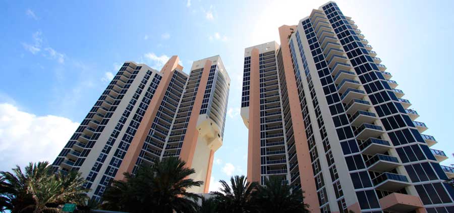 Oceania Condominiums on the beach and blue sky
